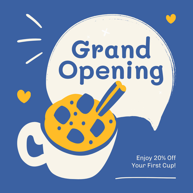 Ontwerpsjabloon van Instagram van Grand Opening First Cup Coffee Offer