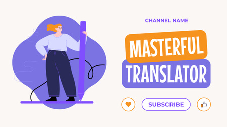 Мастерский переводчик в новом выпуске видеоблогера Youtube Thumbnail – шаблон для дизайна