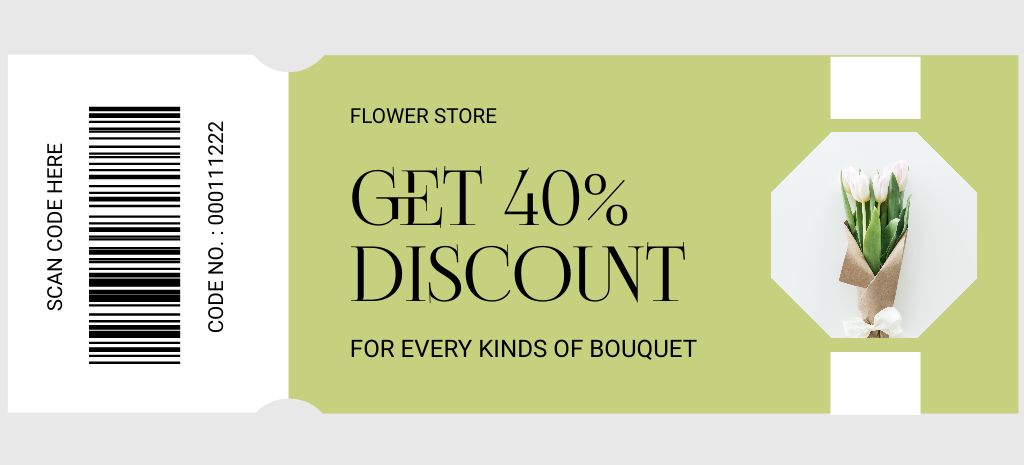Discount on Every Kind of Bouquet Coupon 3.75x8.25in Design Template