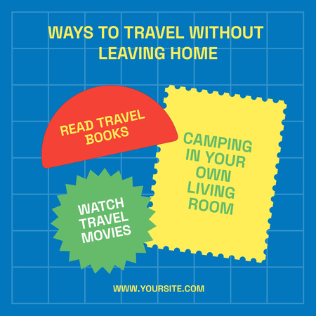 Ways to Travel Without Leaving Home on Blue Instagram Design Template