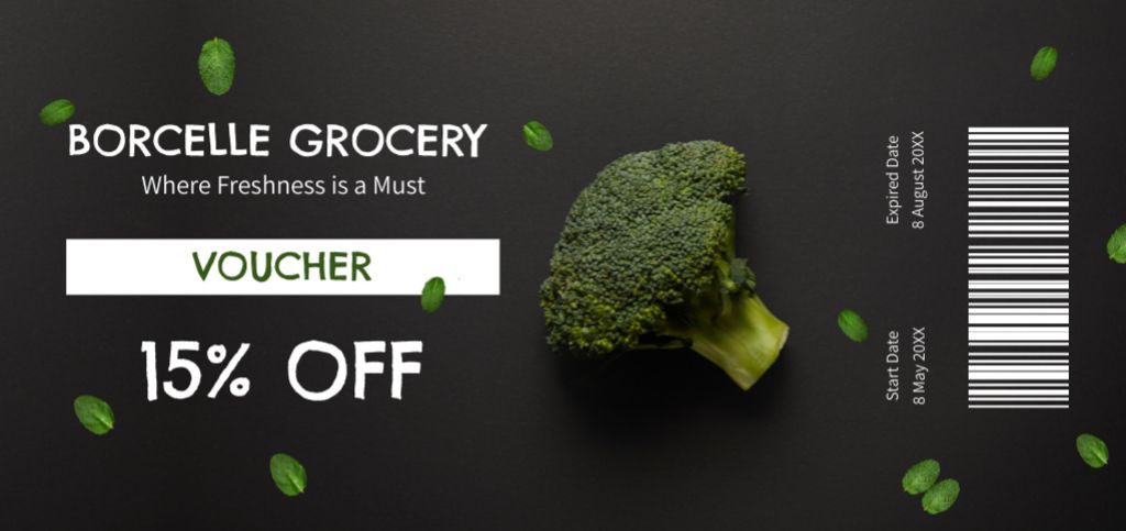 Template di design Fresh Veggies With Nice Discount In Black Coupon Din Large