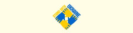 Hands colored in Ukrainian Flag Colors LinkedIn Cover Modelo de Design