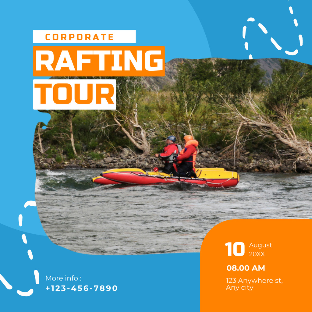 Designvorlage  Rafting Event with Boat in River  für Instagram