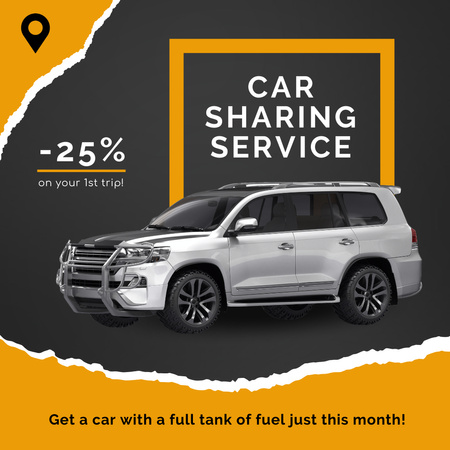 Car Sharing Service With Discount on Grey Animated Post Design Template