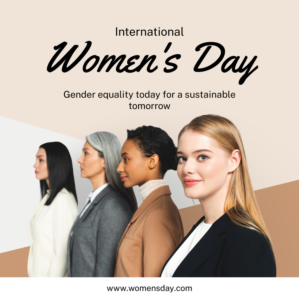 International Women's Day Celebration with Multiracial Women Instagram Design Template