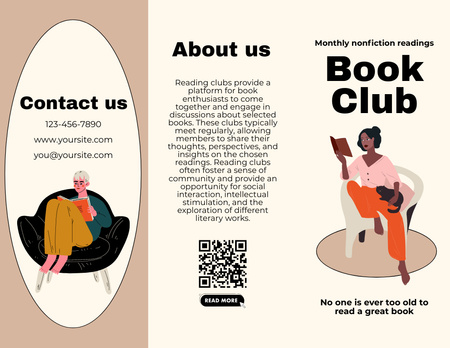 Platilla de diseño Book Club Ad with Multiracial Diverse Readers Brochure 8.5x11in