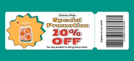 Grocery Store Special Promotion with Pickled Tomatoes Coupon 3.75x8.25in Design Template