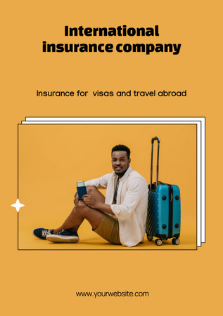 Designvorlage Advertisement for International Insurance Company with African American Traveling für Flyer A5