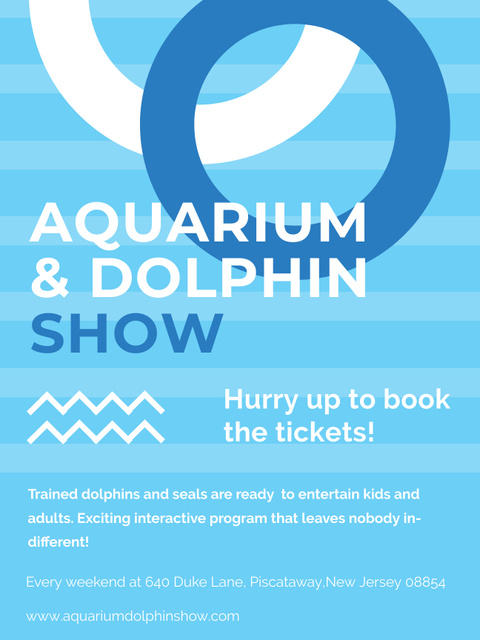 Platilla de diseño Aquarium Dolphin show invitation in blue Poster US