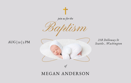 Baptism Ceremony With Cute Newborn Invitation 4.6x7.2in Horizontal Design Template