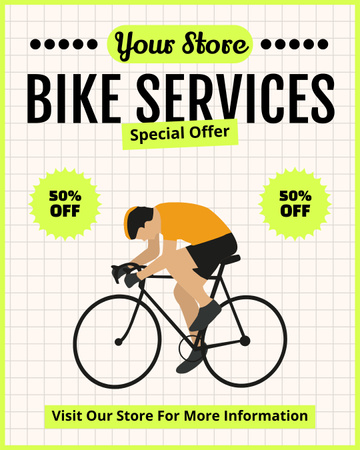 Oferta Especial de Serviços de Bicicleta Instagram Post Vertical Modelo de Design
