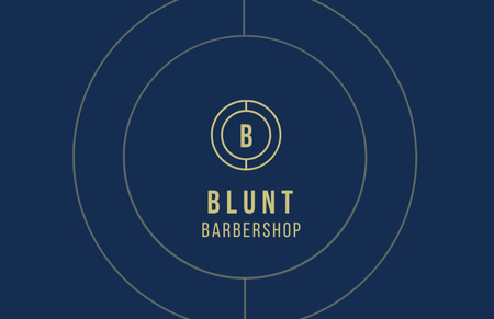 Barbershop Services Offer on Blue Business Card 85x55mm Design Template