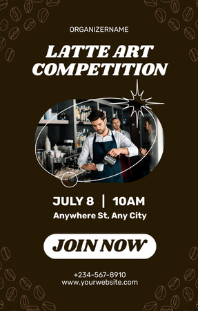Ad of Competition for Baristas Invitation 4.6x7.2in Design Template