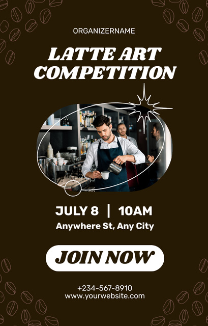 Ad of Competition for Baristas Invitation 4.6x7.2in – шаблон для дизайна