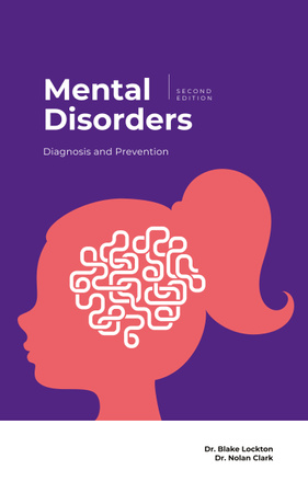 Mental Disorders Head Silhouette with Network Book Cover Modelo de Design