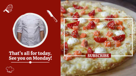 Plantilla de diseño de Cobertura picada en la cocina de pizza con Chef Vlog YouTube outro 