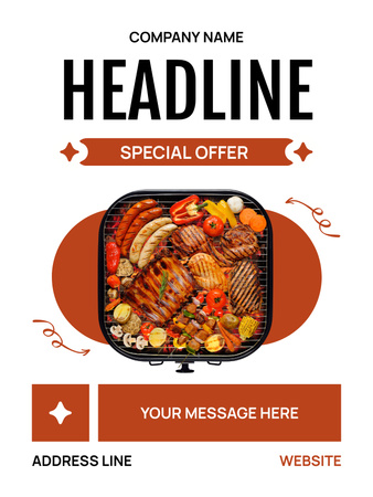 Special Offer with Tasty Grilled Food Poster US Design Template