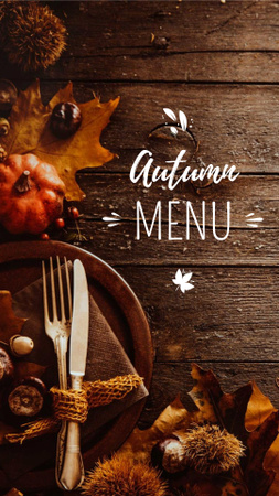 Autumn Menu Offer with Pumpkin Instagram Story Design Template