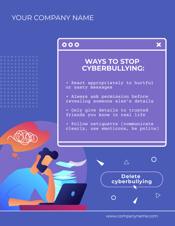 Awareness of Stop Cyberbullying Poster 8.5x11in tervezősablon