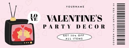 Valentine's Day Party Decor Sale Announcement Coupon Design Template