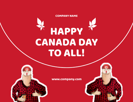 Happy Canada Day Greeting In Red Postcard 4.2x5.5in Design Template
