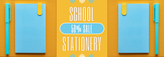School Stationery Discount Offer on Yellow Tumblr Design Template