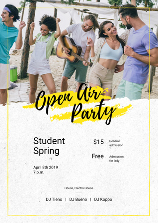 Plantilla de diseño de Party Invitation with People on Beach Poster A3 