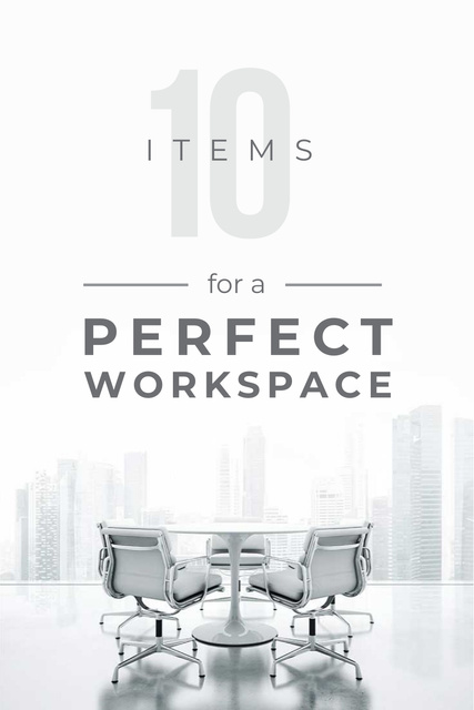 Designvorlage Items for perfect work space für Pinterest