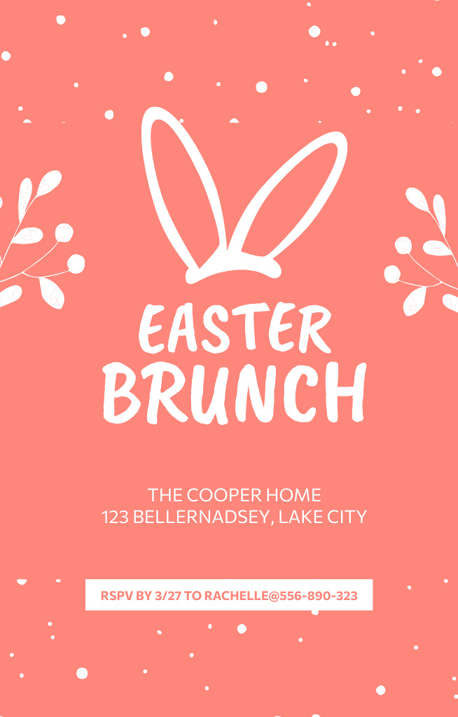 Easter Brunch Announcement in Pink Invitation 4.6x7.2in Design Template