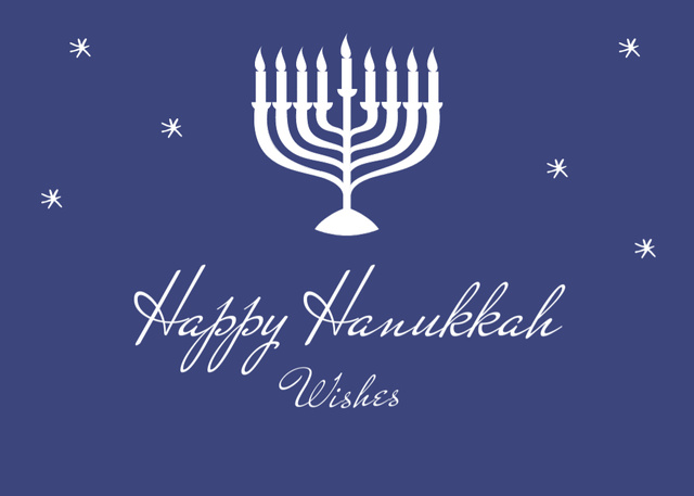 Ontwerpsjabloon van Postcard 5x7in van Hanukkah Holiday Wishes With Stars And Menorah