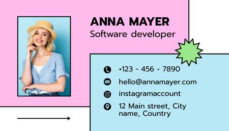 Software Developer Services Promotion Business Card US Design Template