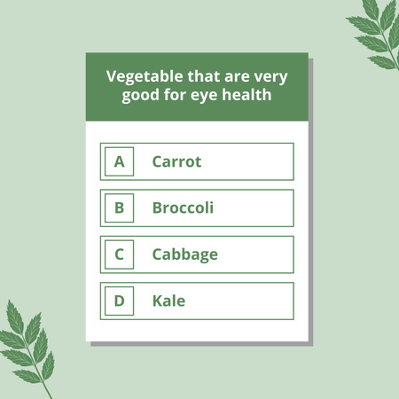 Ontwerpsjabloon van Instagram van Test over groenten voor ooggezondheid