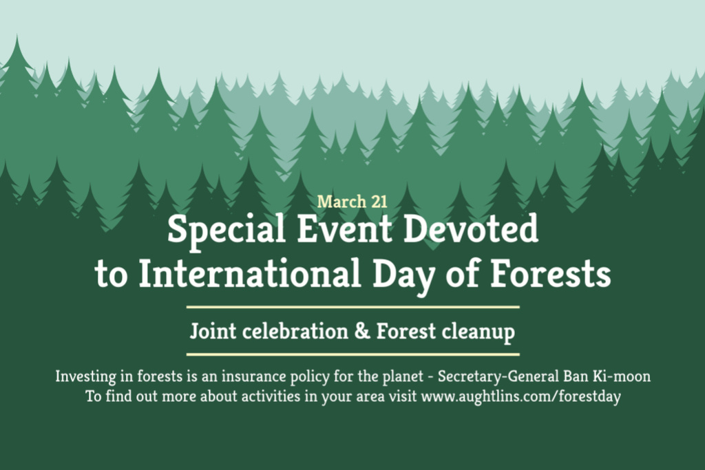 Ontwerpsjabloon van Gift Certificate van Special Event devoted to International Day of Forests