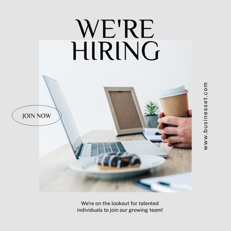 Hiring Announcement with Office Workplace Instagram Design Template