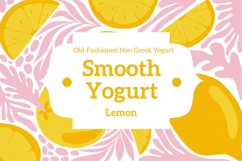 Smooth Lemon Yogurt Label Design Template