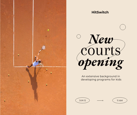 New Tennis Court Opening Announcement Facebookデザインテンプレート