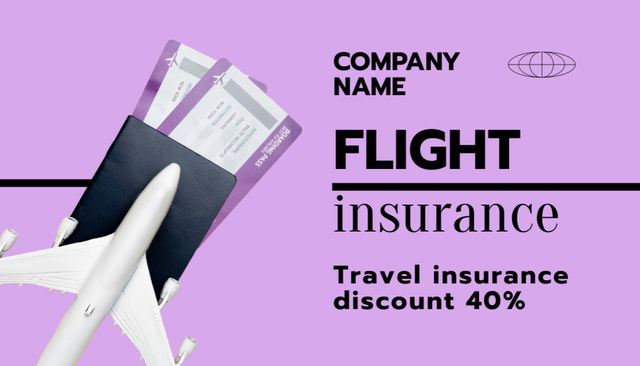 Flight Insurance Offer Business Card US Πρότυπο σχεδίασης