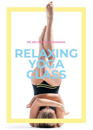 Woman exercising at Yoga Class Flayerデザインテンプレート