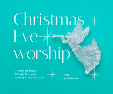 Christmas Eve Worship Announcement with Angel Facebook – шаблон для дизайну