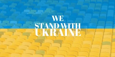 We Stand and Support Ukraine in Yellow and Blue Colors Twitter Design Template