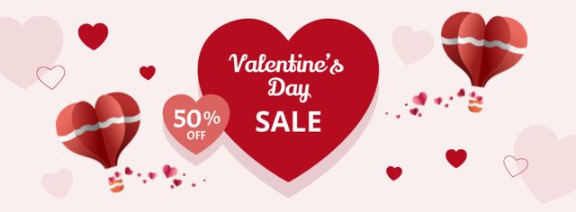 Valentine's Day Offers on Pink Facebook coverデザインテンプレート