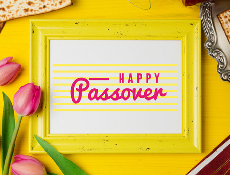Passover Celebration With Bread And Tulips Postcard 4.2x5.5in Design Template