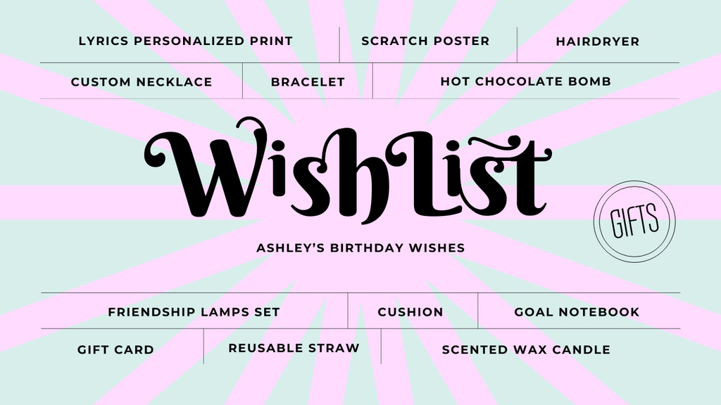 Designvorlage Birthday Gifts Wishlist für Mind Map
