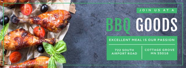 Designvorlage BBQ Food Offer with Grilled Chicken für Facebook cover
