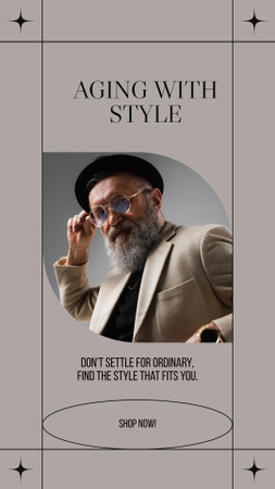 Предложение стильной одежды для пожилых людей в коричневом цвете Instagram Story – шаблон для дизайна