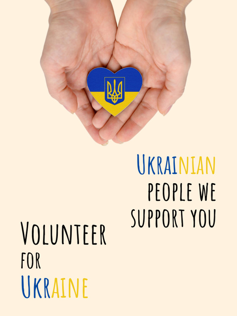 Volunteer for Ukraine with Little Heart in Hands Poster US Πρότυπο σχεδίασης