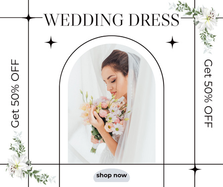 Скидка на свадебные платья Facebook – шаблон для дизайна