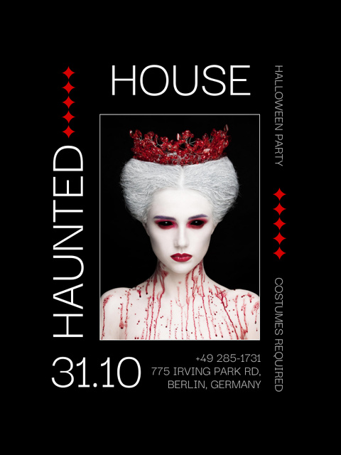Mysterious Halloween Party Promotion with Dark Queen Poster US Modelo de Design