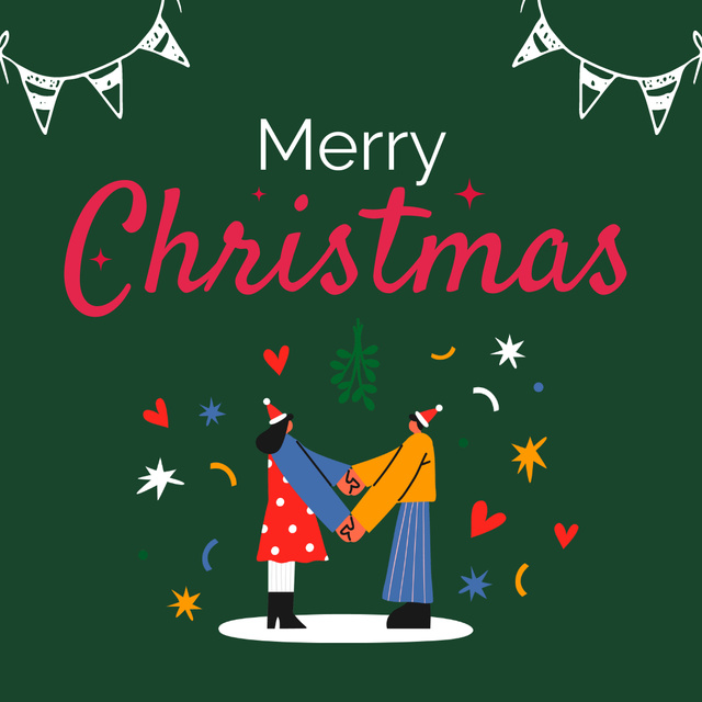 Happy Couple celebrating Christmas Holiday Instagram Design Template