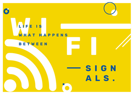 Wi-Fi technology sign in Yellow Postcard Design Template